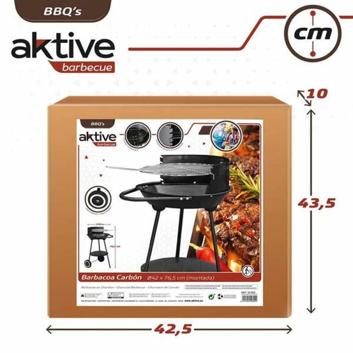 Barbacoa de Carbón con Ruedas Aktive Aluminio Metal esmaltado textileno 42 x 76,5 x 42 cm Negro 4 Barbacoa de Carbón con Ruedas Aktive Aluminio Metal esmaltado textileno 42 x 76,5 x 42 cm Negro 4