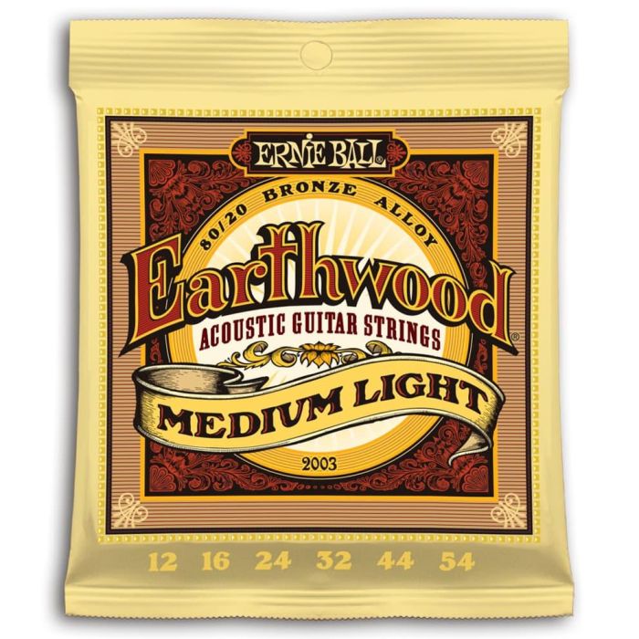Ernieball Juego Acústica Earthwood 80/20 Bronze Medium Light 12-54