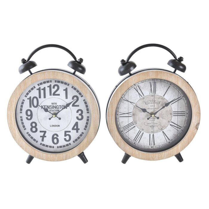 Reloj Sobremesa Tradicional DKD Home Decor Natural Blanco 8 x 32 x 25.8 cm (2 Unidades)