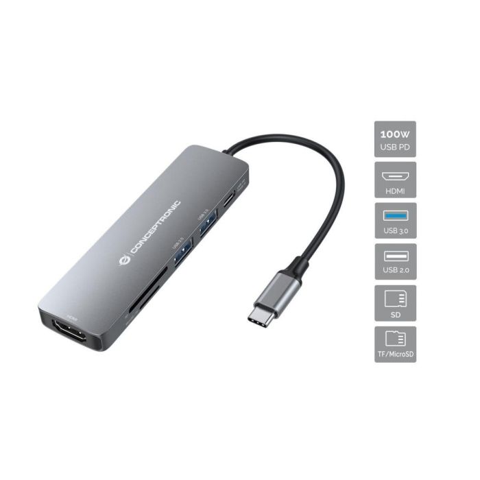 Hub USB Conceptronic 110517507201 Gris