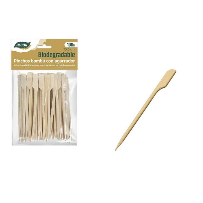 Set de Pinchos para Barbacoa Algon Bambú 100 Piezas 10,5 cm (18 Unidades) 1