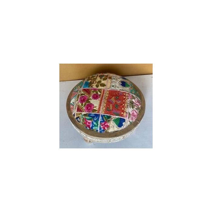 DKD Home Decor Reposapies Indio Multicolor de Mango y Poliester 40x22.8x40 cm (2 Unidades, Surtido Aleatorio) 1