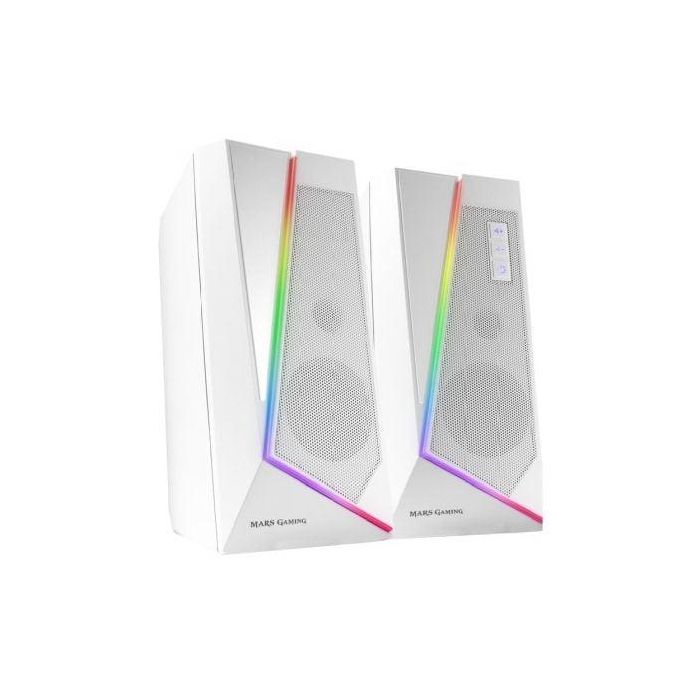 Mars Gaming MS7W Altavoces Gaming 2.0 Estéreo con Bluetooth 5.0, 20W, Iluminación RGB Dinámica y Procesador DSP, Blancos Mars Gaming MS7W Altavoces Gaming 2.0 Estéreo con Bluetooth 5.0, 20W, Iluminación RGB Dinámica y Procesador DSP, Blancos