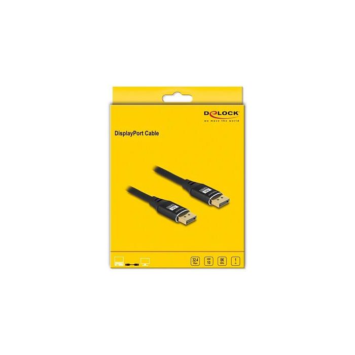 DeLOCK Cable DisplayPort 1.4 HDR 8K 60 Hz / 4K 240 Hz 1 m - Negro, Metálico, Macho-Macho, 32.4 Gbps, DSC 1.2, HDCP 2.3, Blindaje Triple 2