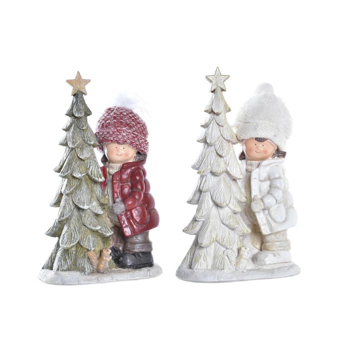 Figura Navidad Tradicional DKD Home Decor Rojo Blanco 11 x 27.5 x 17 cm (2 Unidades)