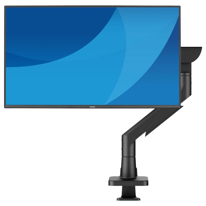 Iiyama Soporte de monitor articulado con gas para escritorio, VESA 100x100, peso 27 kg, rango 17-49", ajuste de altura, inclinación, giro 360°, negro 1