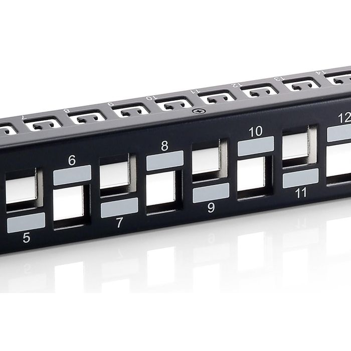 EQUIP Patch Panel 76932407201, 24 Puertos Cat6A FTP Keystone, Montaje en Bastidor 1U, Negro 2