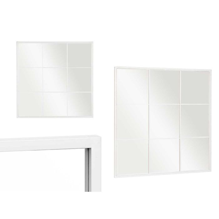 Giftdecor Espejo Ventanal de Pared Blanco 90x90 cm, Marco Cuadrado en Metal y Cristal para Decoración del Hogar