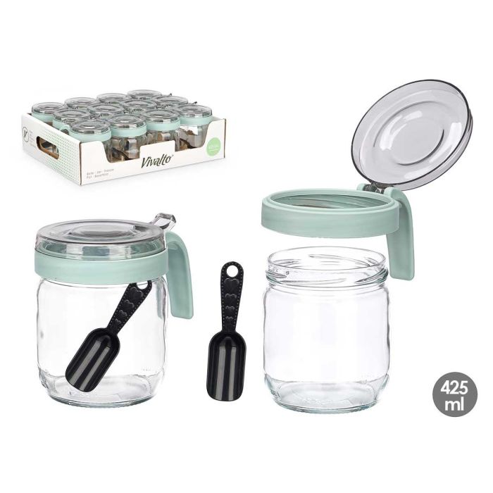 Bote Multiuso Vivalto 425 ml Verde - Cristal 11x11x8.5 cm (12 Unidades) Bote Multiuso Vivalto 425 ml Verde - Cristal 11x11x8.5 cm (12 Unidades)
