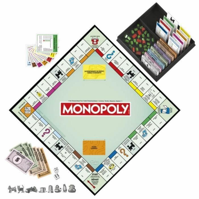 Monopoly clásico, juego de mesa, con caja de almacenamiento y peones grandes, de 2 a 6 jugadores, versión FR, a partir de 8 años, 4