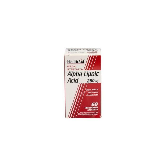 Health Aid Ácido Alfa Lipoico 250 mg 60 Cápsulas. Complemento Alimenticio Vegano y Vegetariano