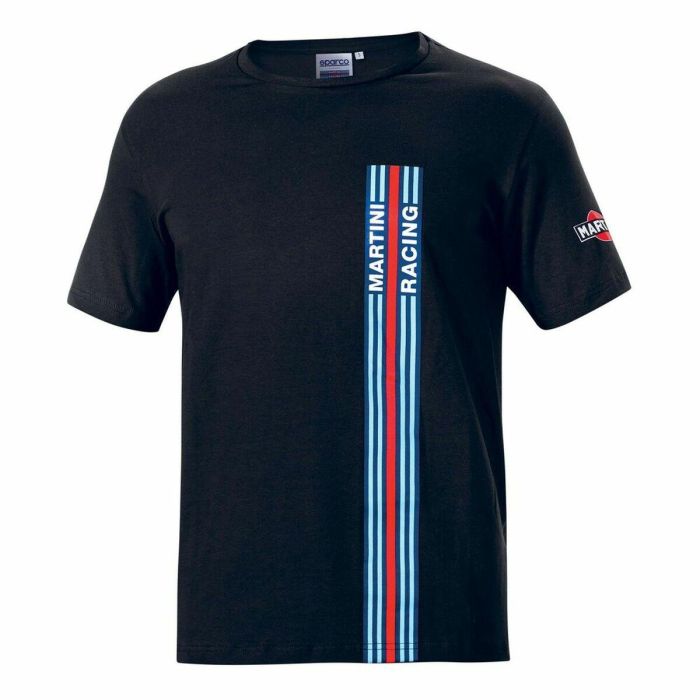 Sparco S01339MRNR2M Camiseta Martini Racing Big Stripes, 95% Algodón 5% Elastano, Negro, Talla M, Ajuste Suave