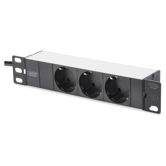 Digitus 1HE Regleta deenchufes con 3 Tomas Tipo F, Aluminio, Negro, Cable 2m Digitus 1HE Regleta deenchufes con 3 Tomas Tipo F, Aluminio, Negro, Cable 2m