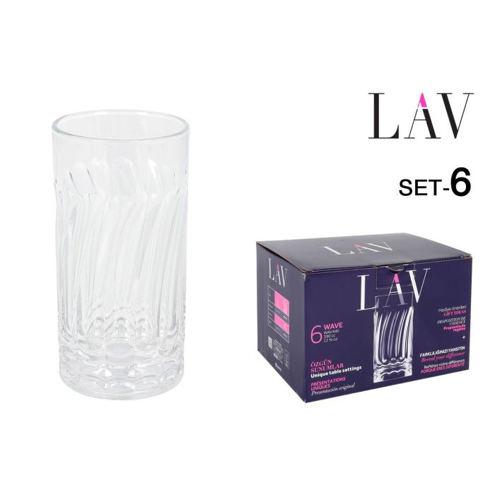 LAV Set 6 Vasos Largos 390cc Wave 0 LAV Set 6 Vasos Largos 390cc Wave 0