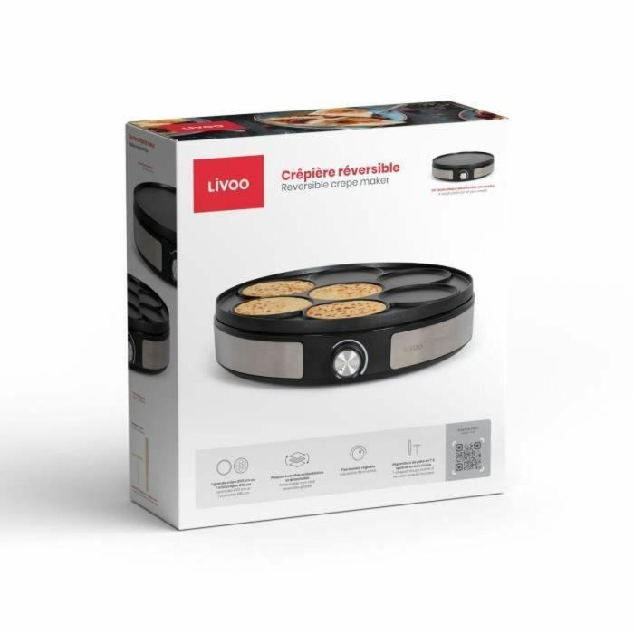 Livoo DOP247 Crepera Reversible 1500W - Placa Grande Ø33cm o 7 Mini Crêpes Ø10cm - Antiadherente y Termostato Regulable 1 Livoo DOP247 Crepera Reversible 1500W - Placa Grande Ø33cm o 7 Mini Crêpes Ø10cm - Antiadherente y Termostato Regulable 1