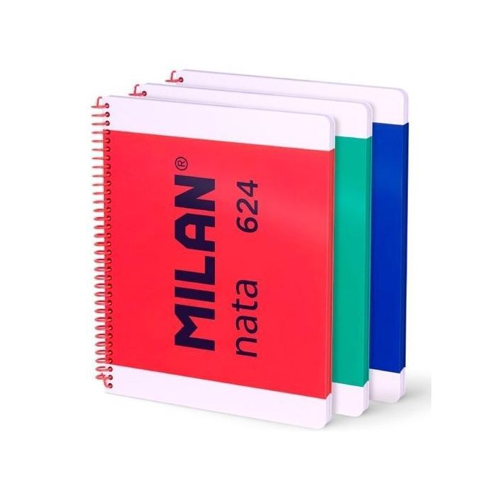 Milan Cuaderno Espiral A4 80H 95 gr Liso Tapa Dura Colección Nata® 624 Since 1918 Surtido Pack 3 Ud