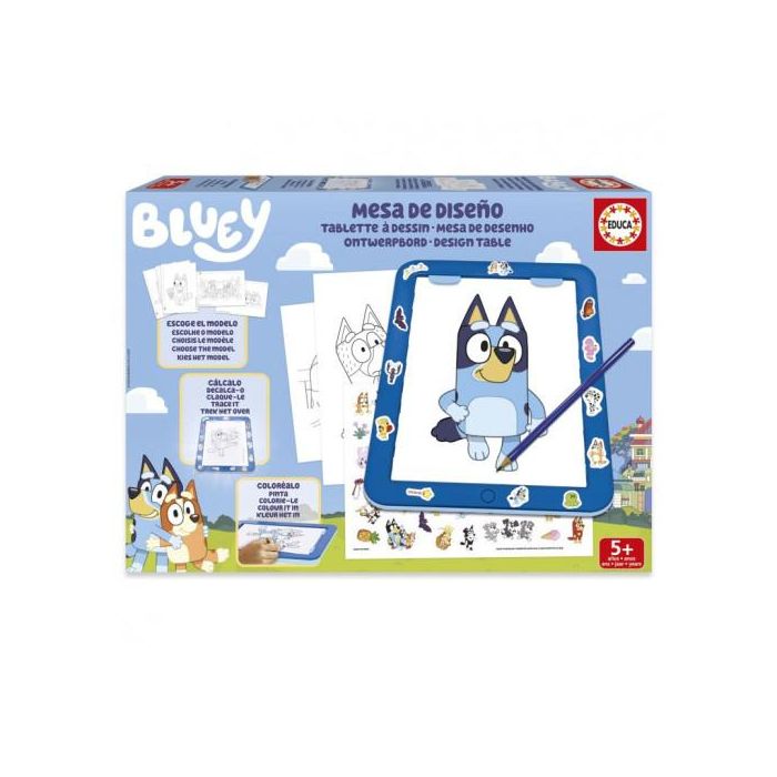 Educa Borrás Mesa de Diseño Bluey 20005 Mesa de Luz para Dibujar y Decorar con Adhesivos 1