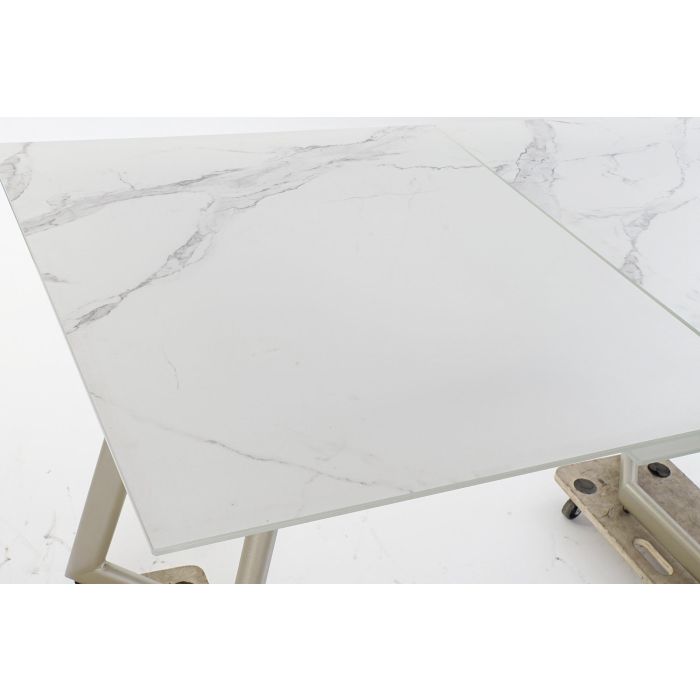 DKD Home Decor Mesa Comedor Extensible Glam de Cristal y Metal Dorado Blanco 140 x 80 x 76 cm 1 DKD Home Decor Mesa Comedor Extensible Glam de Cristal y Metal Dorado Blanco 140 x 80 x 76 cm 1