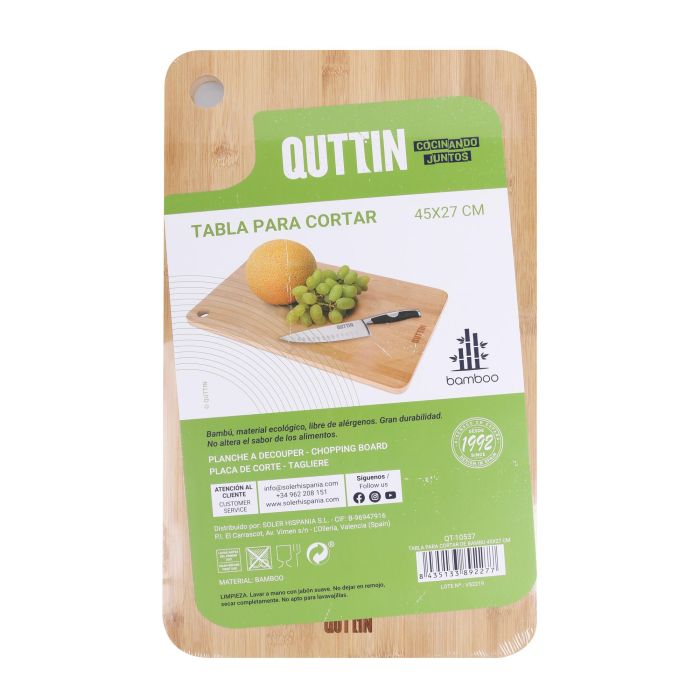 Tabla para cortar de bambú Quttin 45 x 27 cm (6 Unidades) 1 Tabla para cortar de bambú Quttin 45 x 27 cm (6 Unidades) 1