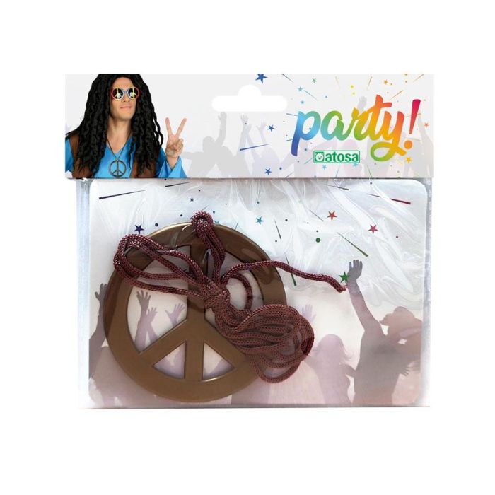 Colgante Hippie Años 60 Símbolo Paz 15*14 cm Plateado 1