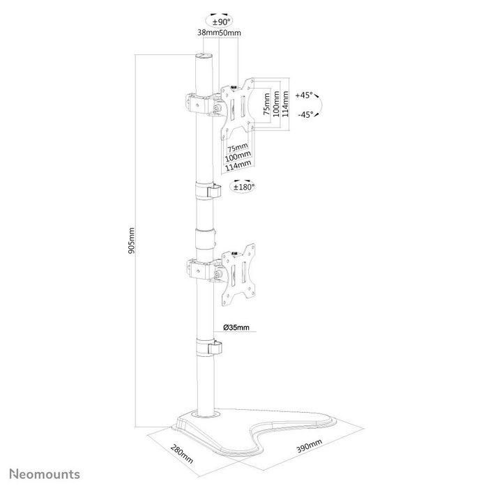 Neomounts Full Motion Dual Desk Mount (Desk Stand) For Two 10-32" Monitor Screens - Black 2 Neomounts Full Motion Dual Desk Mount (Desk Stand) For Two 10-32" Monitor Screens - Black 2