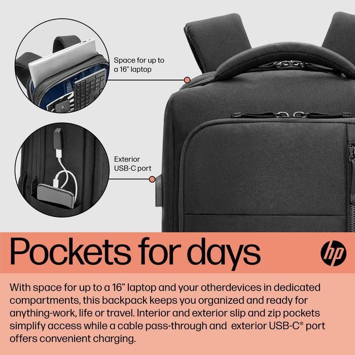 HP Renew Executive Mochila para Portátil 16 Pulgadas, Funcional y Versátil, Fabricada con Plásticos Reciclados 3