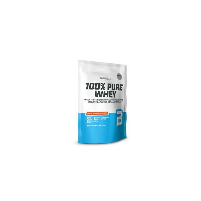 BIOTECHUSA 100% Pure Whey Caramelo Salado 454g - Proteína de Suero de Leche para Masa Muscular con Bromelina