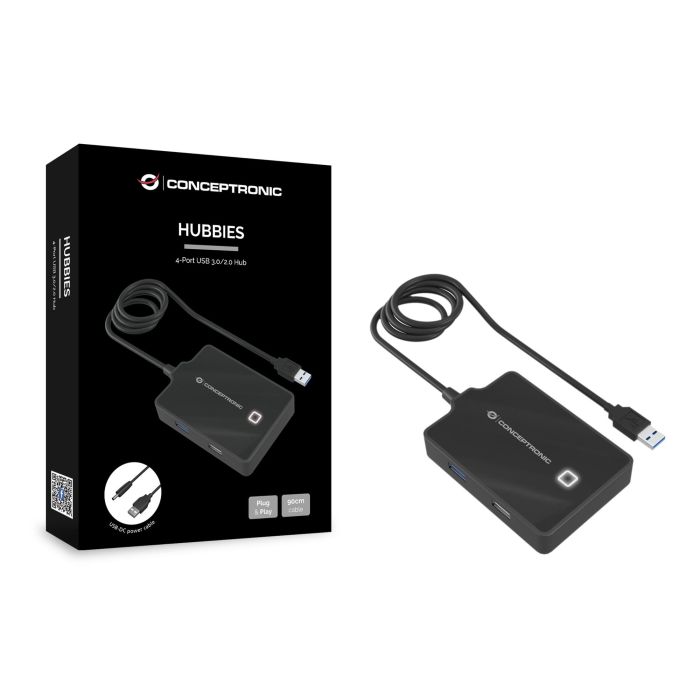 Conceptronic Hub USB 3.0 / 2.0 de 4 Puertos Hubbies10B - Negro 2