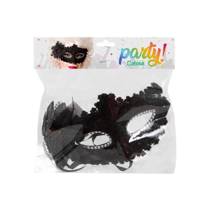 Antifaz Negro Máscara Veneciana de Encaje con Flor Lateral para Fiestas y Disfraces 1