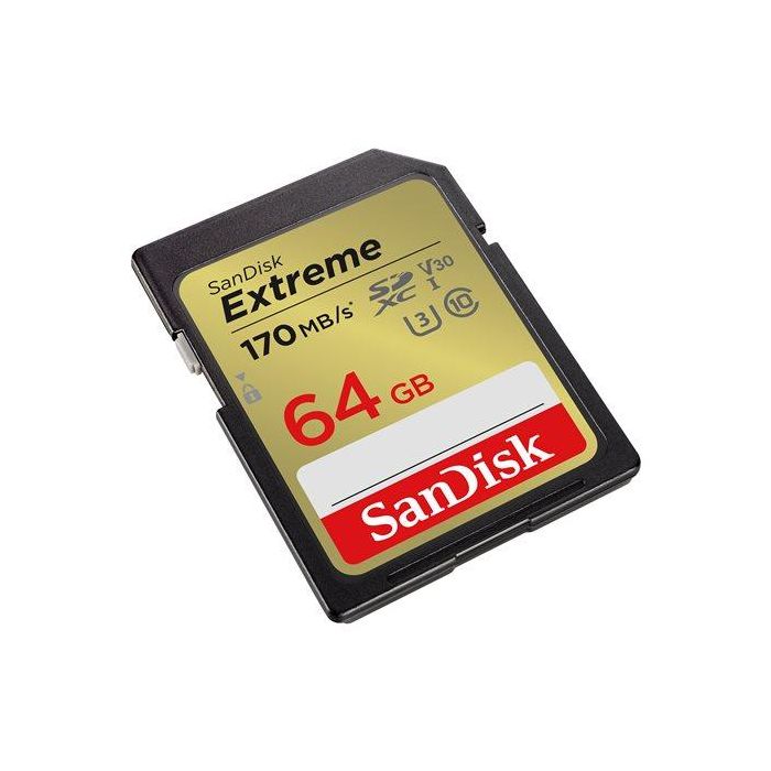 SanDisk Tarjeta de Memoria Extreme SDXC 64 GB UHS-I V30, Velocidad de Lectura hasta 170 MB/s, Resistente a Agua, Golpes y Rayos X, Ideal para Video 4K y Fotos en Ráfaga 2