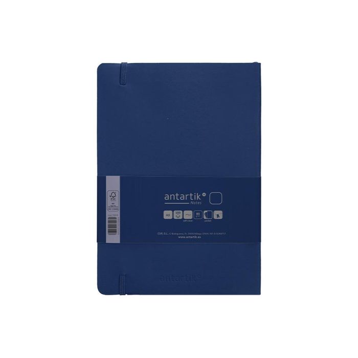 Cuaderno Con Gomilla Antartik Notes Tapa Blanda A5 Hojas Lisas Azul Marino 80 Hojas 80 gr Fsc 1