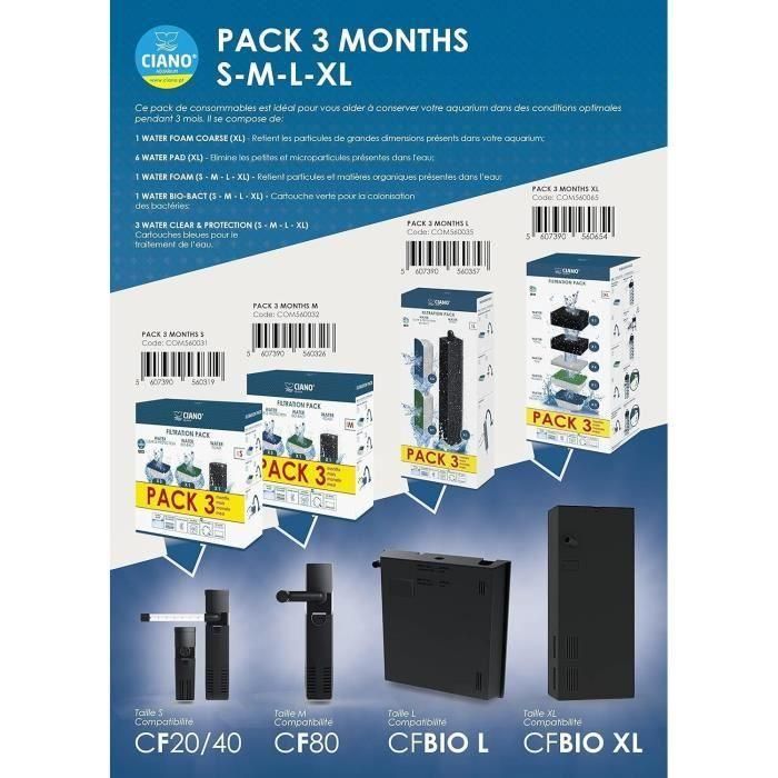 Ciano CLA60 Rampa LED 8W con Transformador para Acuarios Aqua 60 y Aqua 80, incluye 3 WaterClear L, 1 Foam L y 1 Biobact L 1