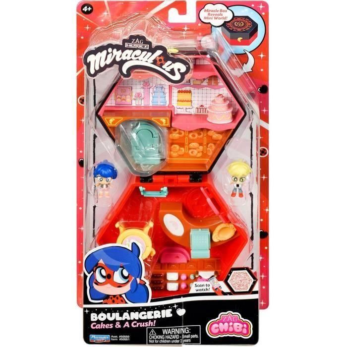 Bandai P50551 Miraculous Ladybug Chibi Boulangerie Mini Universe Set de Juego con Minifiguras de Marinette y Adrien, para niños +3 años 1