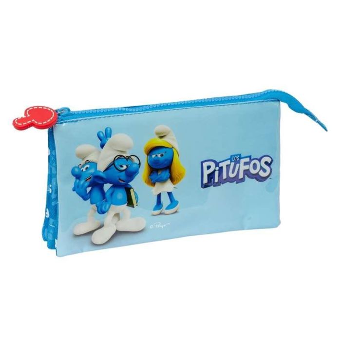 Portatodo Doble Los Pitufos Azul 22 x 12 x 3 cm Portatodo Doble Los Pitufos Azul 22 x 12 x 3 cm