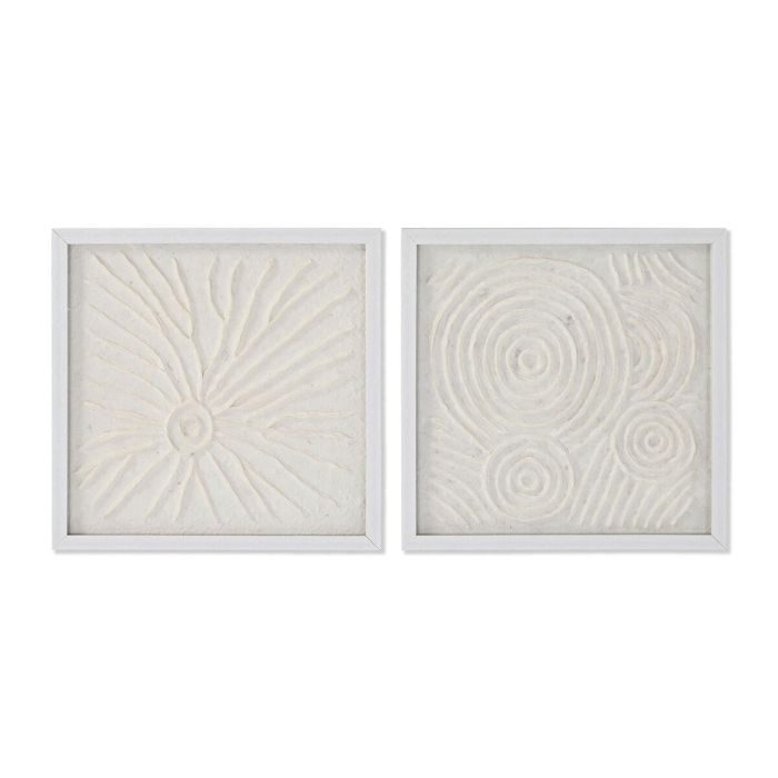 Cuadro Scandi DKD Home Decor Blanco Natural 2 x 35 x 35 cm Set de 2