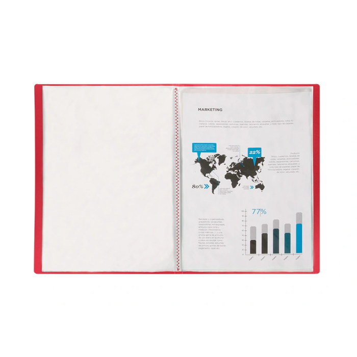 Liderpapel Carpeta Escaparate 40 Fundas Polipropileno DIN A3 Rojo Translucido 5