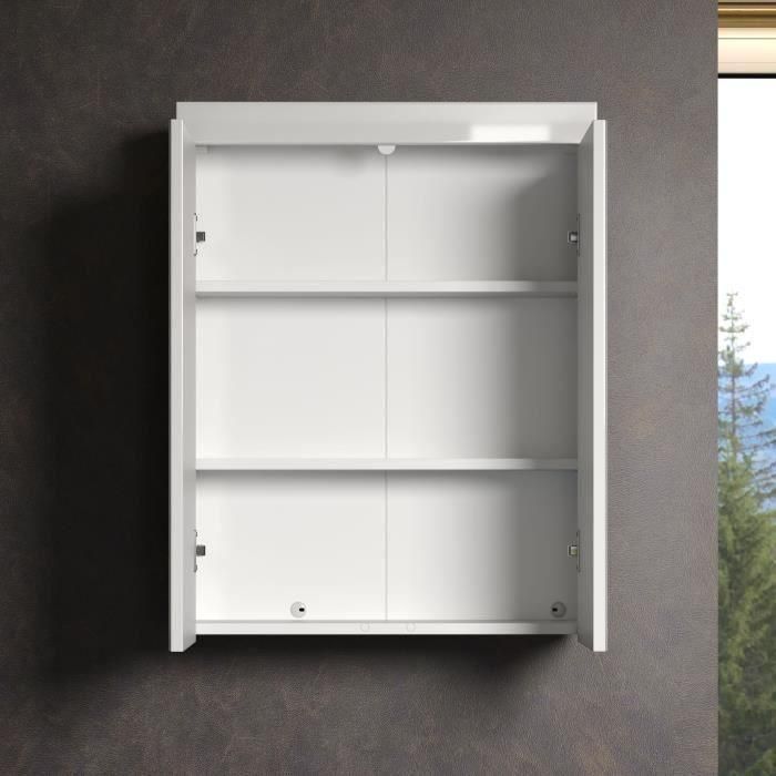 Mueble de baño AMANDA - 2 puertas con espejo - L60 x P17 x H77 cm - Blanco - TRENDTEAM 3 Mueble de baño AMANDA - 2 puertas con espejo - L60 x P17 x H77 cm - Blanco - TRENDTEAM 3