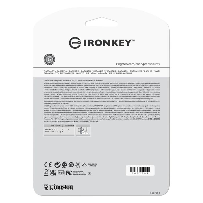 Kingston IronKey Locker+ 50 USB 3.2 64GB 145 MB/s Plata Encriptación
