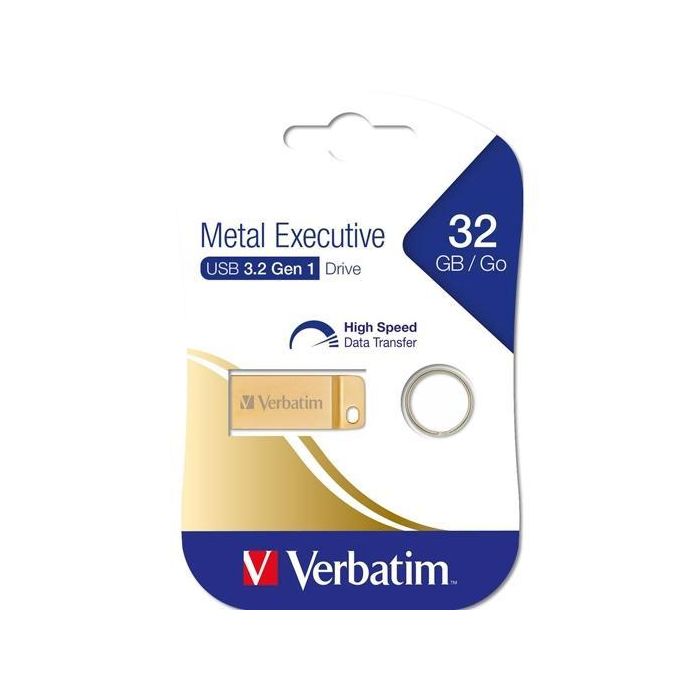 Verbatim Pendrive Metal Executive 32GB USB 3.2 Gen 1 con Ranura para Colgar y Llavero Metálico