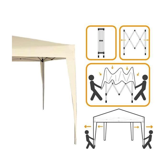 Cenador Aktive 300 x 240 x 300 cm Acero Crema Plástico 8