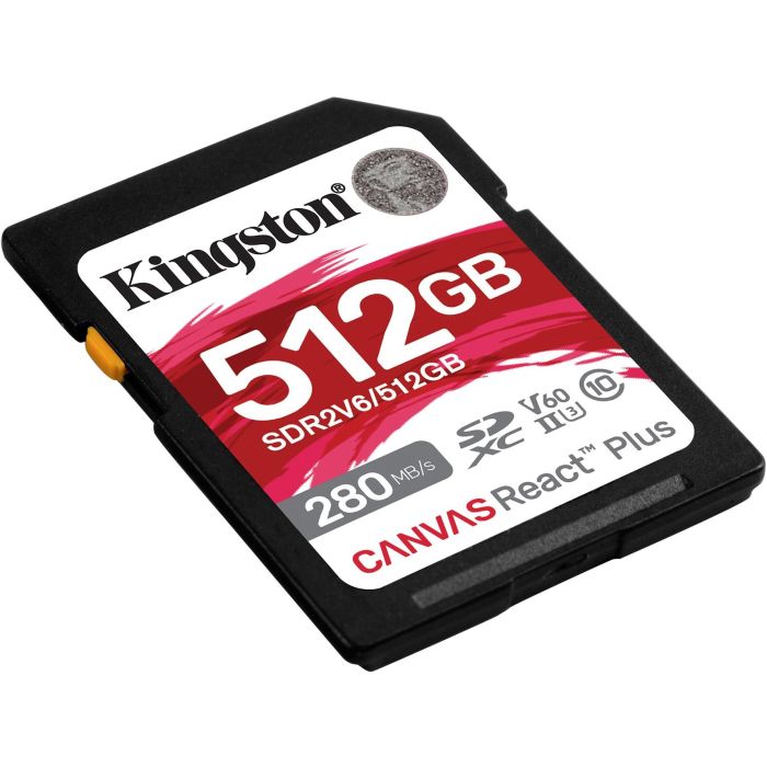Kingston Canvas React Plus 512 GB SDXC UHS-II Clase 10 SDR2V6/512GB - Velocidad Lectura 280 MB/s, Escritura 150 MB/s 1
