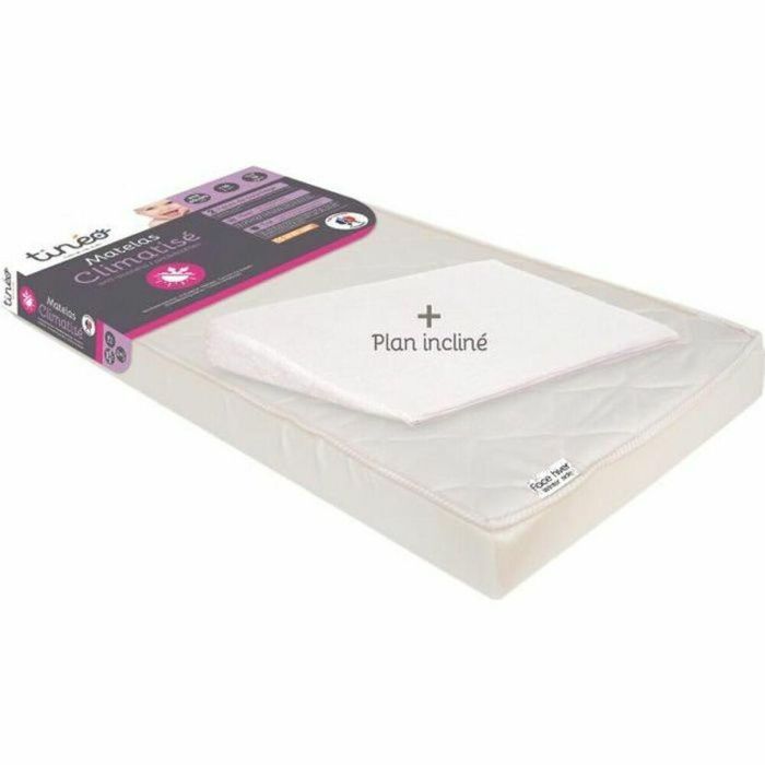 Tineo Colchón Climatizado 60x120 cm + Plano Inclinado 15° Antiácaros Antibacteriano Antimohos Fabricado en Francia