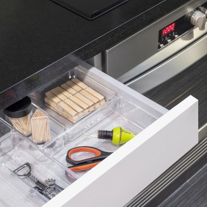 Emuca Kit de 8 Cubos organizadores Cube para cajón, Plástico, Transparente 3