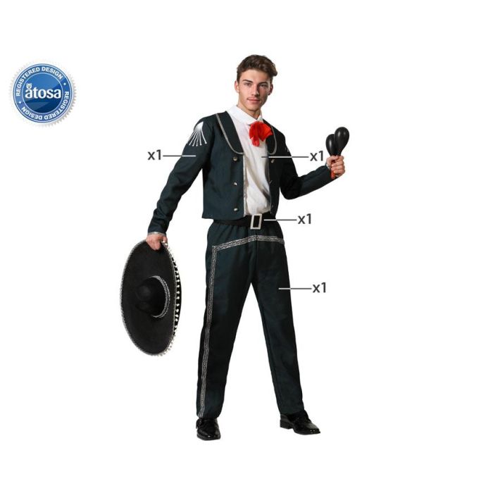 Disfraz Mariachi Traje Negro Hombre Adulto XXL Disfraz Mariachi Traje Negro Hombre Adulto XXL