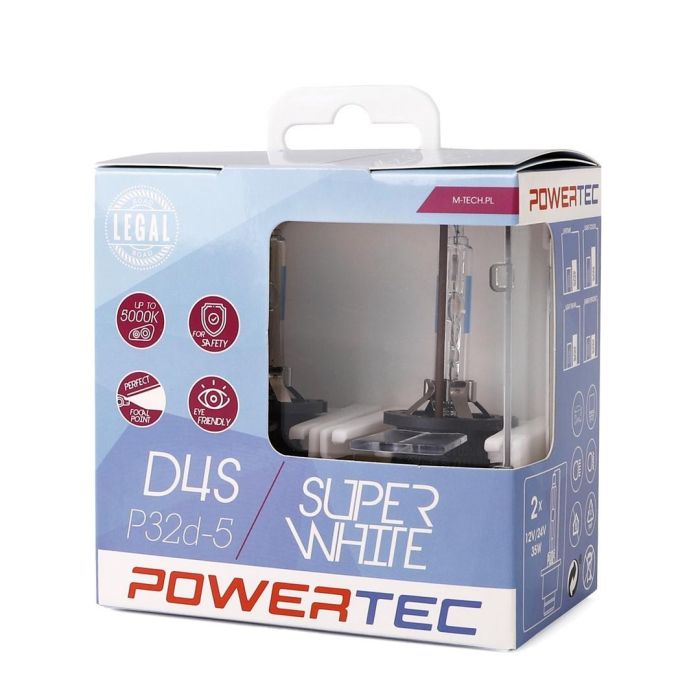 Powertec Bombilla Xenón Super White D4S Duo MTECPTZSWD4S-DUO Luz Blanca Intensa Azul 5000K 35W 2