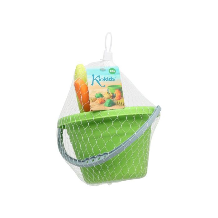KioKids Cubo de Playa Set 8 Piezas con Rastrillo y Pala, Material de Trigo Sostenible, Multicolor, +18 meses 3