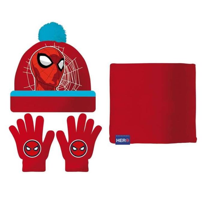 Gorro, Guantes y Braga de Cuello Spider-Man Great power Azul Rojo