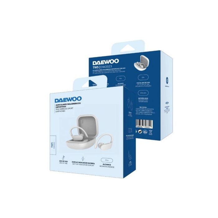 Daewoo DW2023 Auriculares Deportivos Bluetooth con Estuche de Carga, Autonomía 5h, Blancos 3
