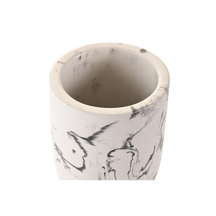 DKD Home Decor Vaso Moderno de Cemento Simil Mármol Blanco y Negro 7x9.5x7 cm 2