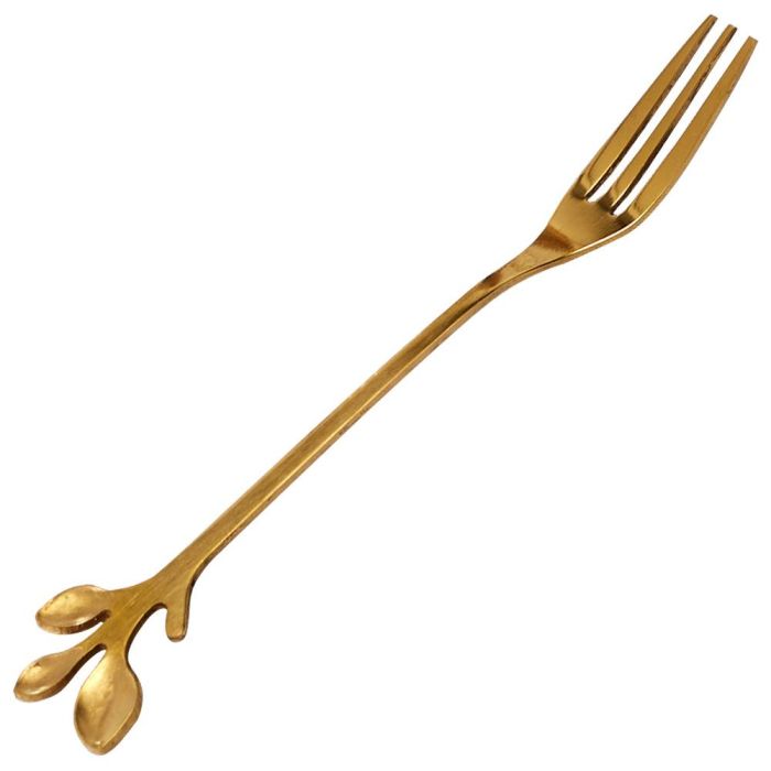 Home Deco Factory Juego de 4 Tenedores Dorados Lounge Hojas 12,2 cm 2